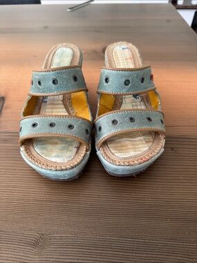 Women’s Light Blue Casual Wedge Slide Sandals